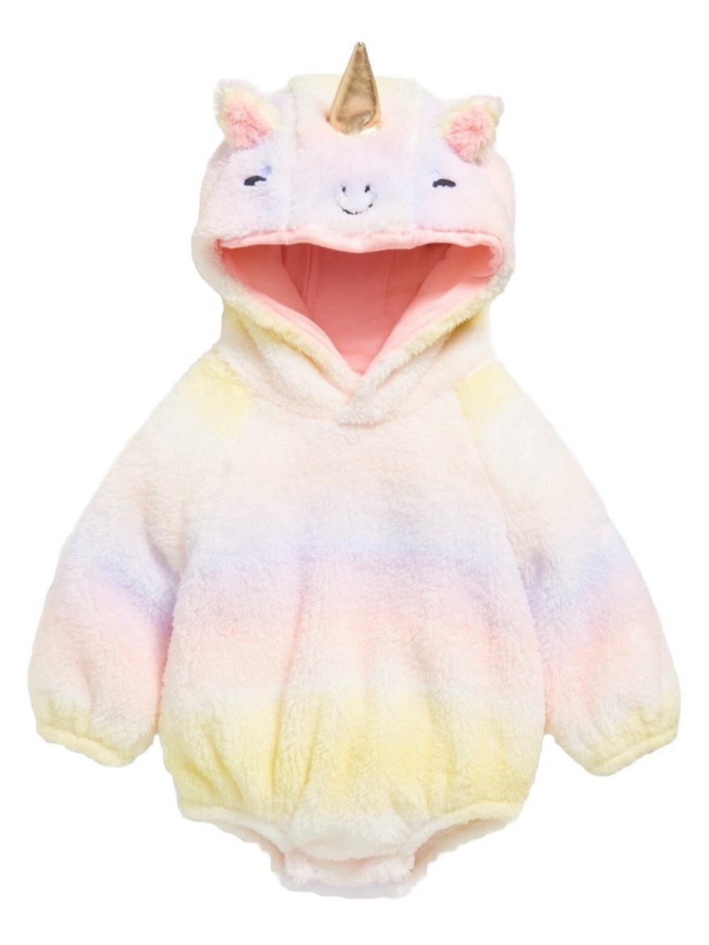 Baby Girl Unicorn Hooded One-Piece Sherpa Romper, Size: 3-6 M